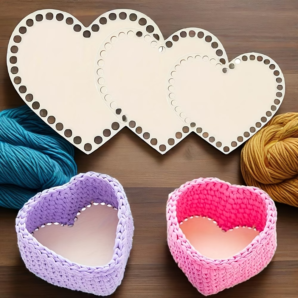 Embroidery Frame - 3pcs Heart-Shaped Crochet Basket Base Plate,DIY