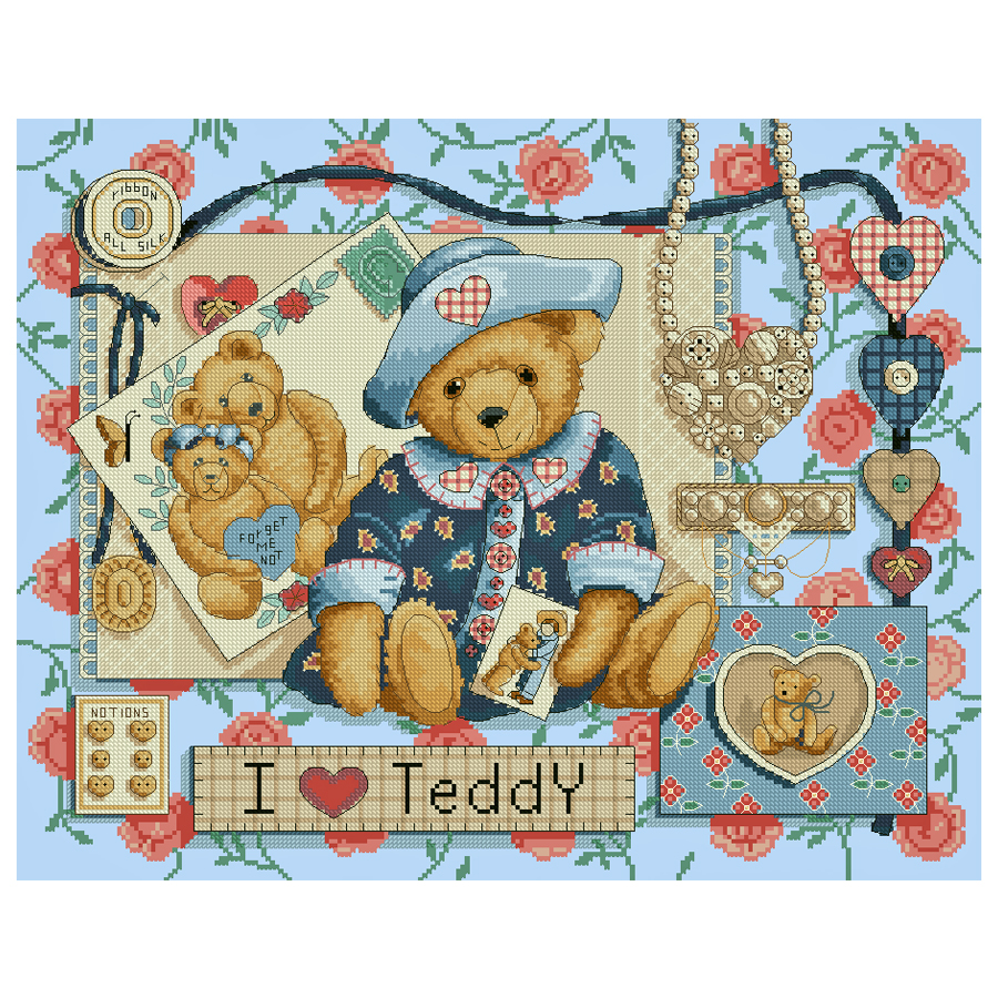 Embroidery Design Love - Amishop I Love Teddy Counted Cross