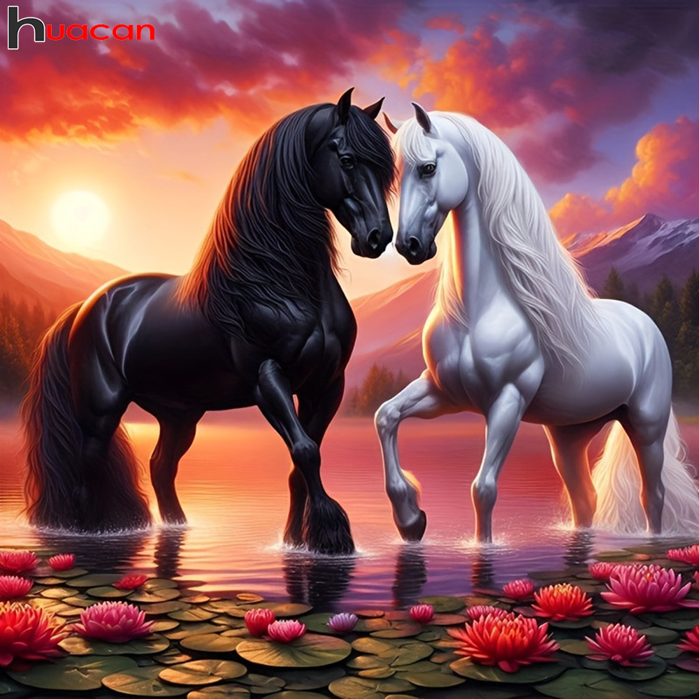 Huacan Full Diamond Painting A - Embroidery Horse ulasan dan harga
