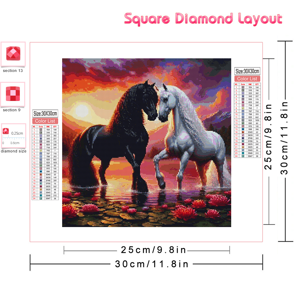 Huacan Full Diamond Painting A - Embroidery Horse ulasan dan harga