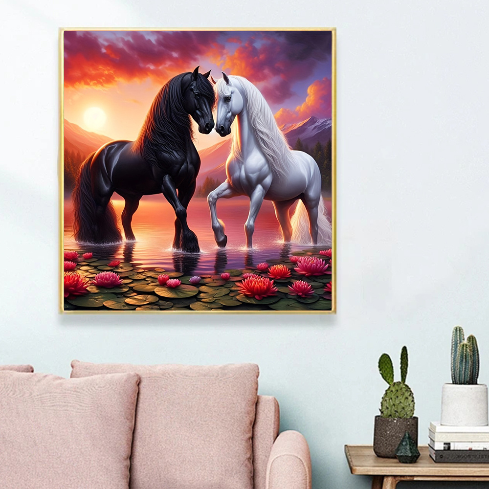 Huacan Full Diamond Painting A - Embroidery Horse ulasan dan harga