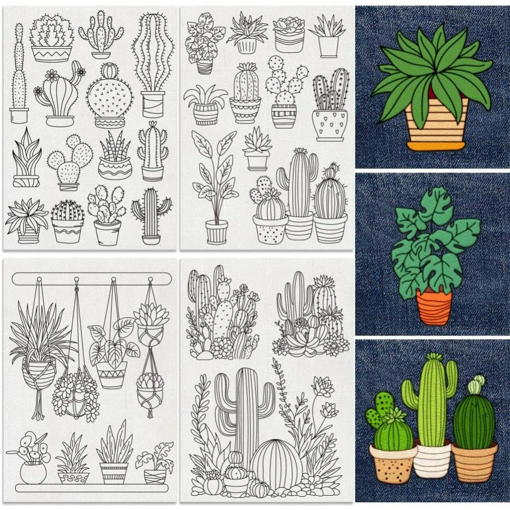 30Pcs Bonsai Cactus Embroidery - Embroidery Pattern ulasan dan harga