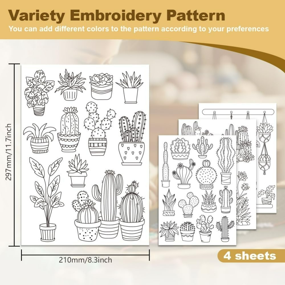 30Pcs Bonsai Cactus Embroidery - Embroidery Pattern ulasan dan harga