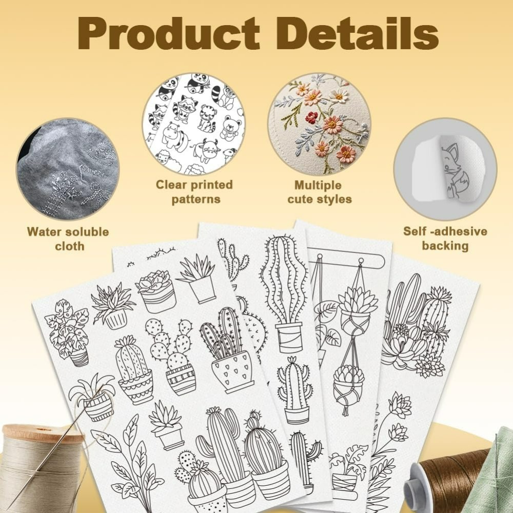 30Pcs Bonsai Cactus Embroidery - Embroidery Pattern ulasan dan harga