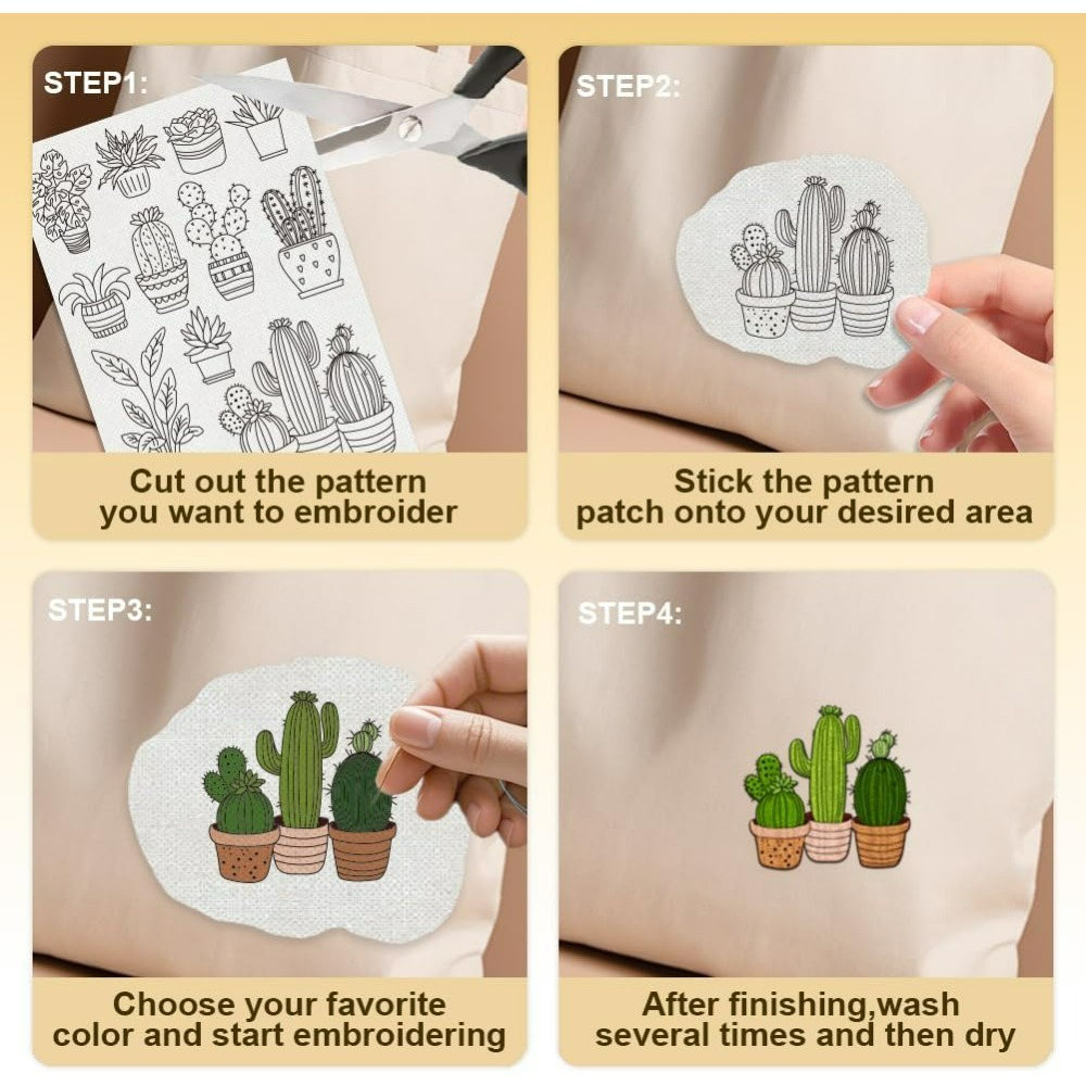30Pcs Bonsai Cactus Embroidery - Embroidery Pattern ulasan dan harga