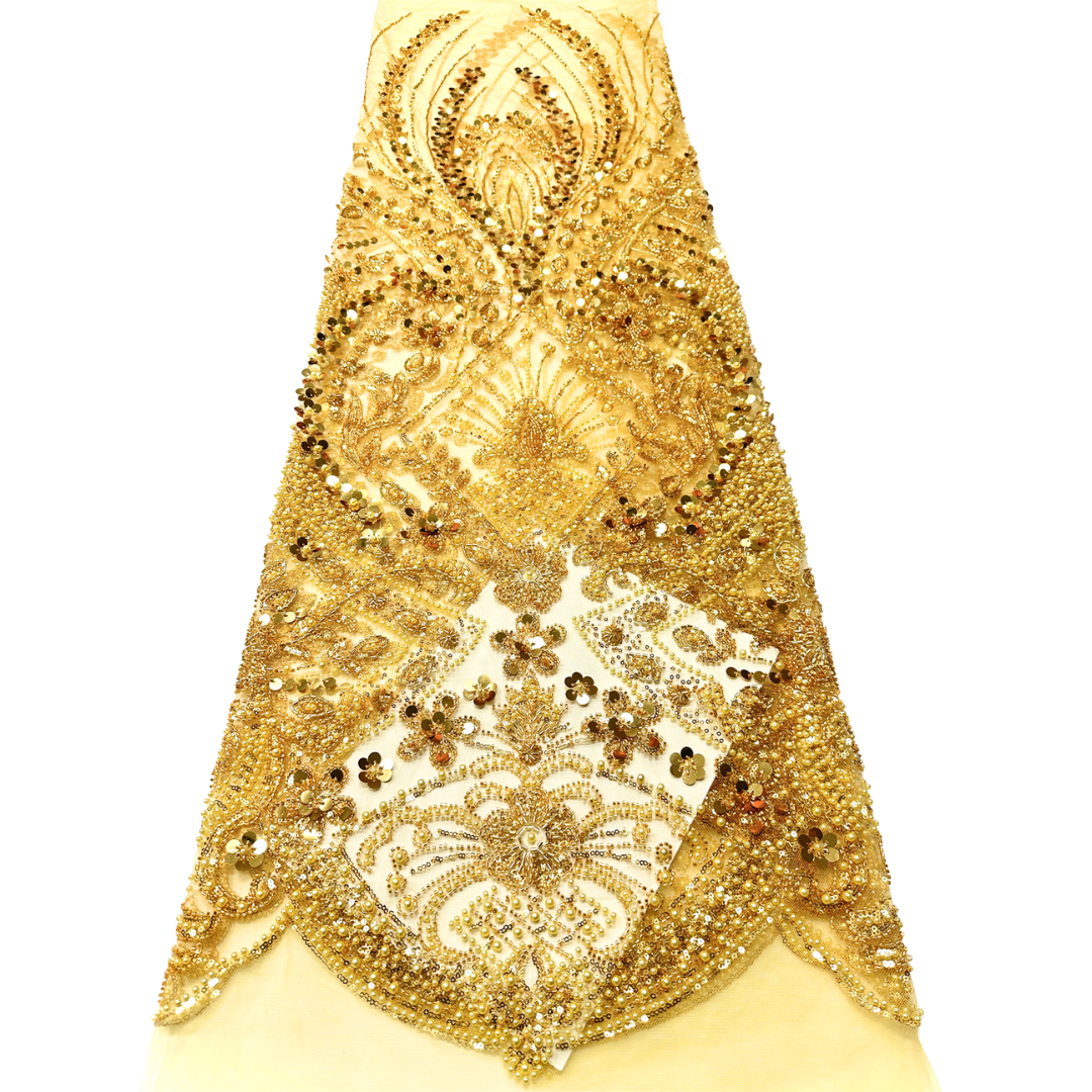 Yellow Bridal Lace Fabric 5 ya - Embroidery Yellow Dress ulasan dan harga