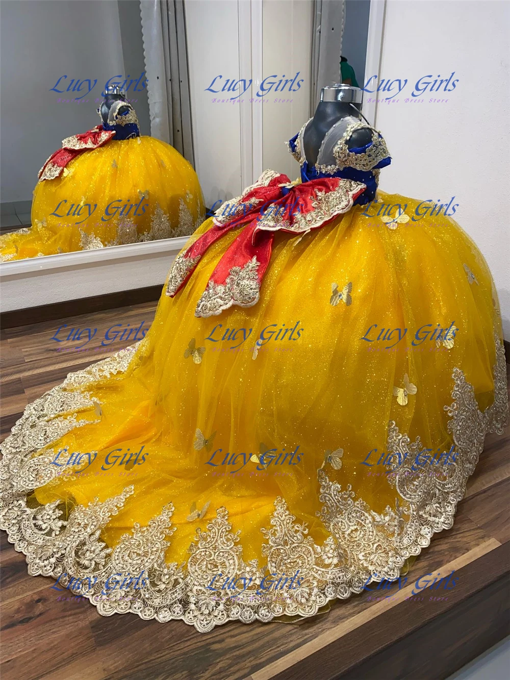 Quality Butterfly Applique Lov - Embroidery Yellow Dress ulasan dan harga