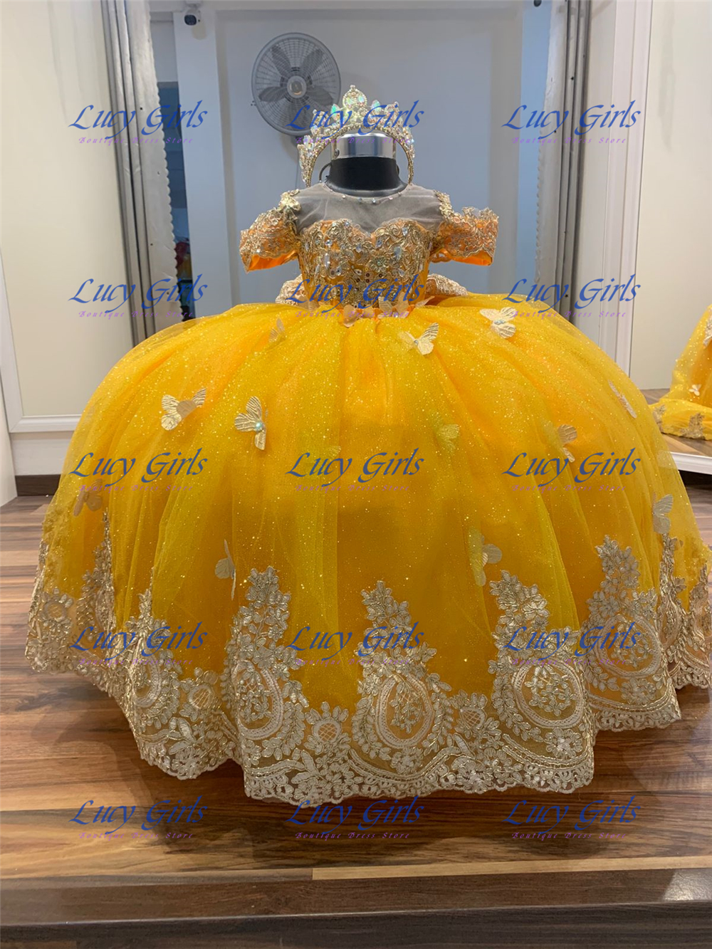Quality Butterfly Applique Lov - Embroidery Yellow Dress ulasan dan harga