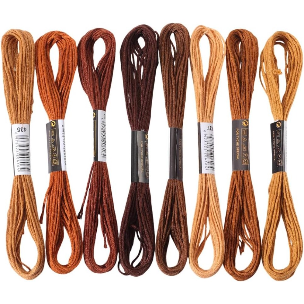 8 Skeins 6 Strands Brown Embro - Embroidery Machine ulasan dan harga