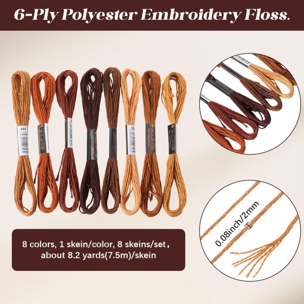 8 Skeins 6 Strands Brown Embro - Embroidery Machine ulasan dan harga