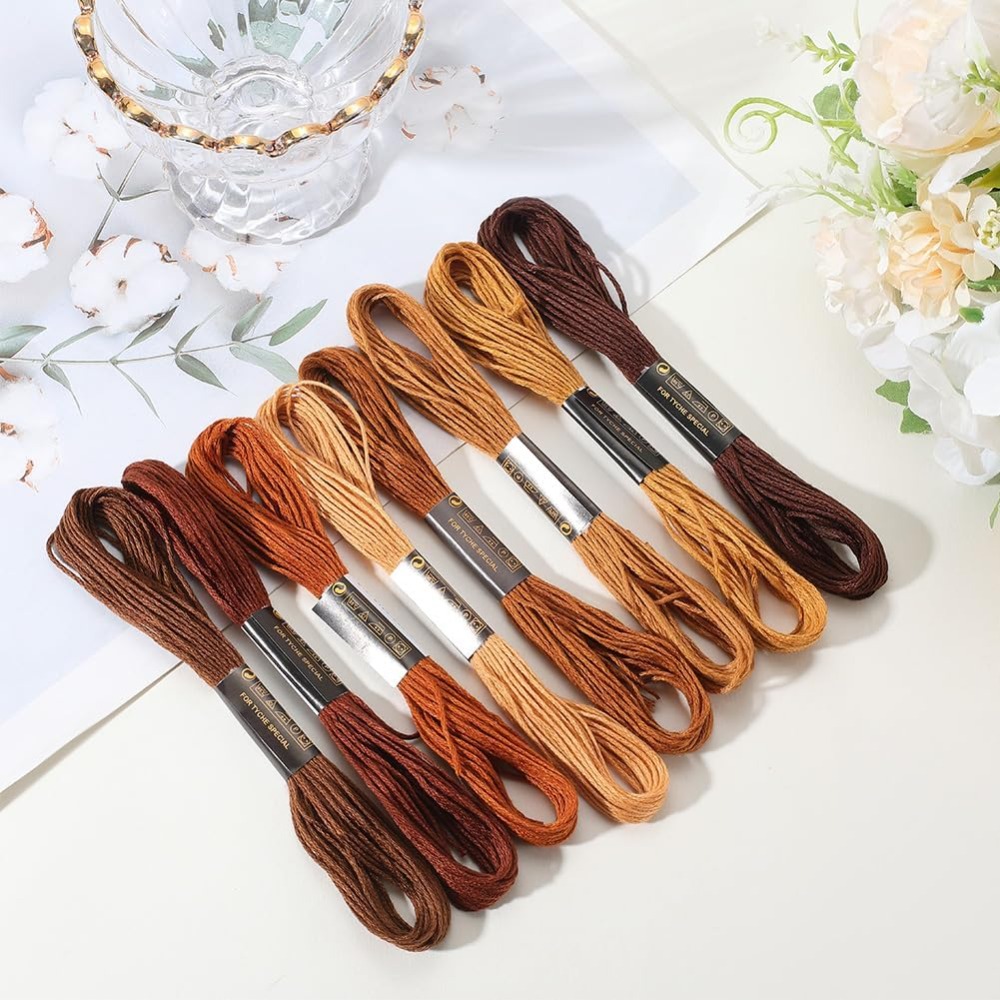 8 Skeins 6 Strands Brown Embro - Embroidery Machine ulasan dan harga