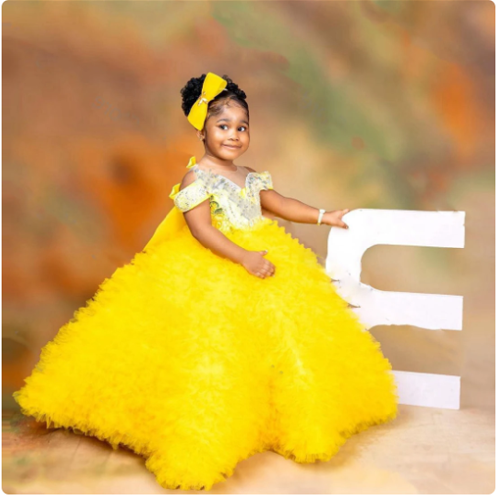 Lovely Yellow Flower Girls Dre - Embroidery Yellow Dress ulasan dan harga