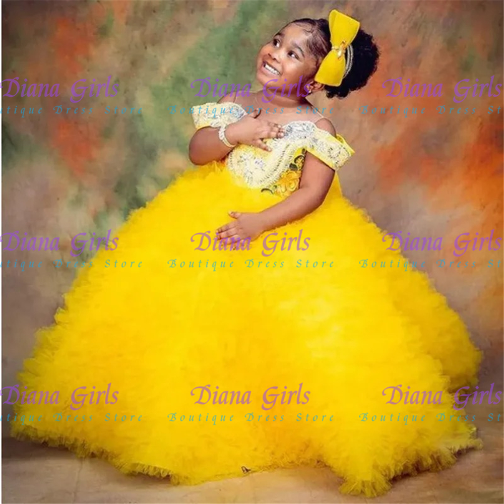 Lovely Yellow Flower Girls Dre - Embroidery Yellow Dress ulasan dan harga