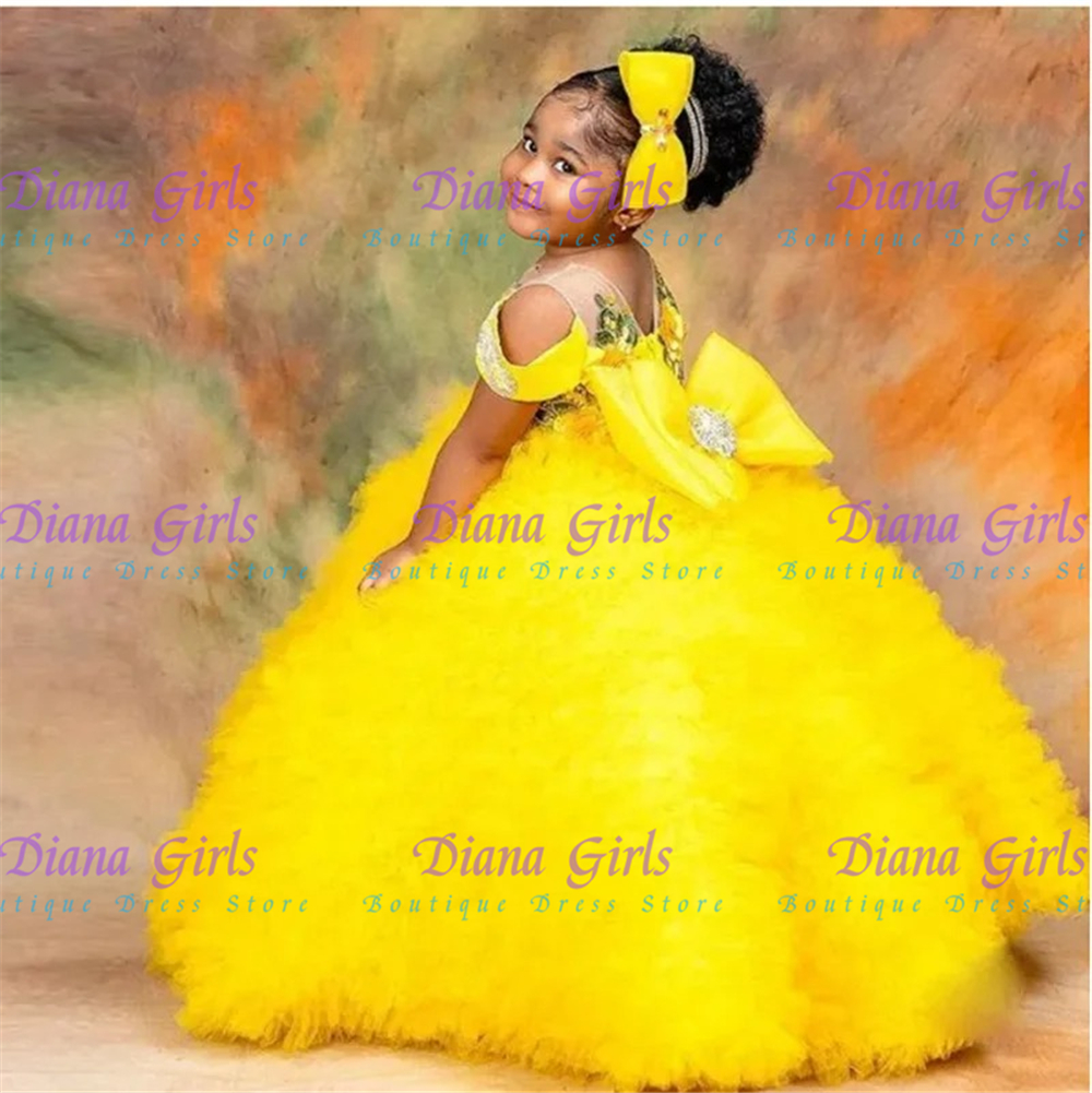 Lovely Yellow Flower Girls Dre - Embroidery Yellow Dress ulasan dan harga