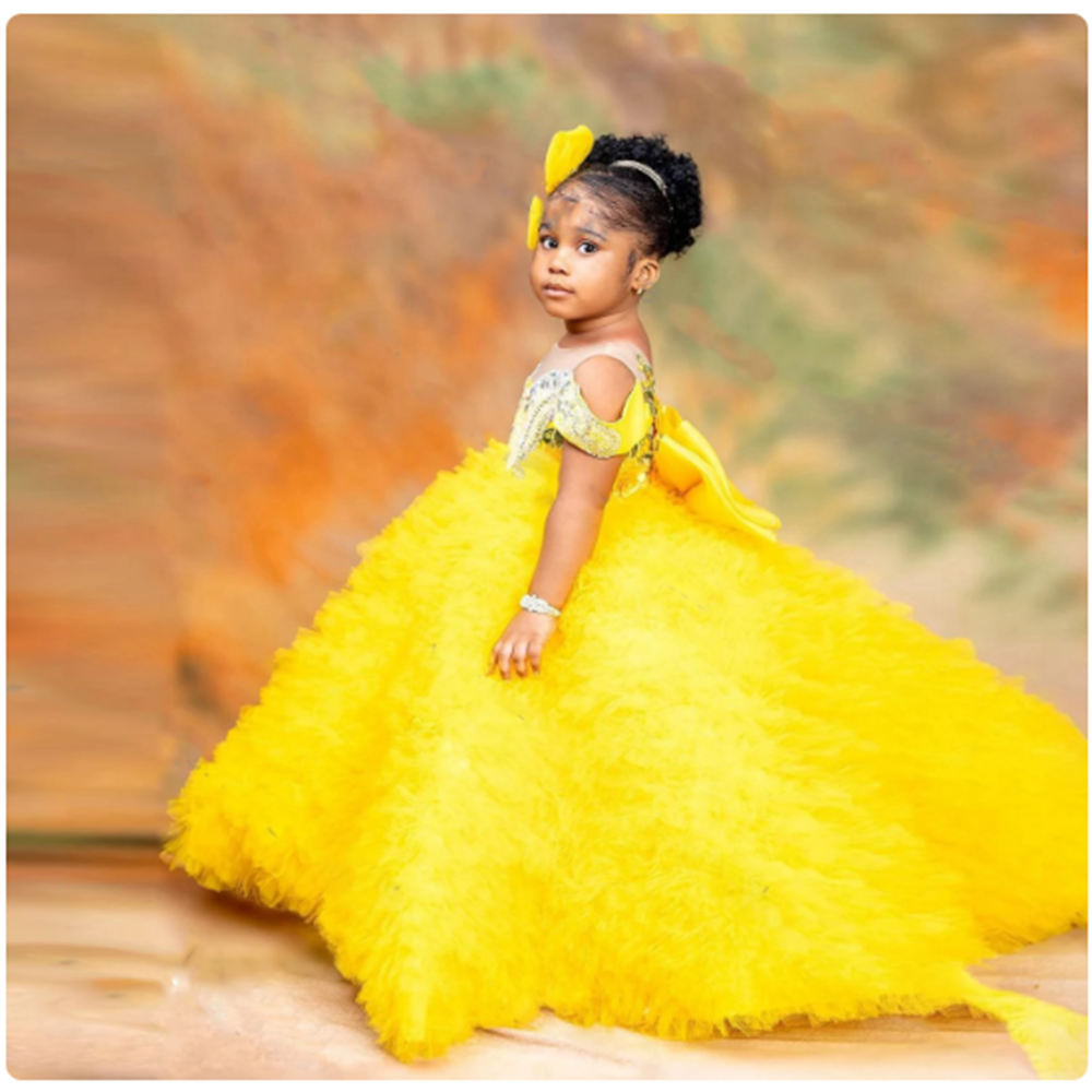 Lovely Yellow Flower Girls Dre - Embroidery Yellow Dress ulasan dan harga