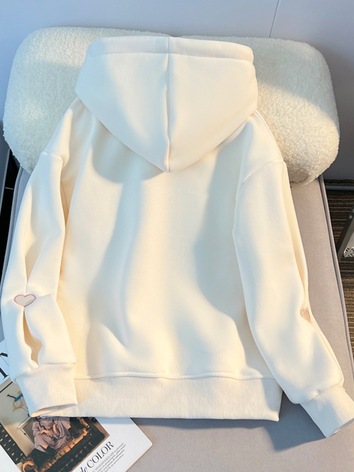 Thickened Hoodie Sweatshirt Gi - Embroidery Design Love ulasan dan harga