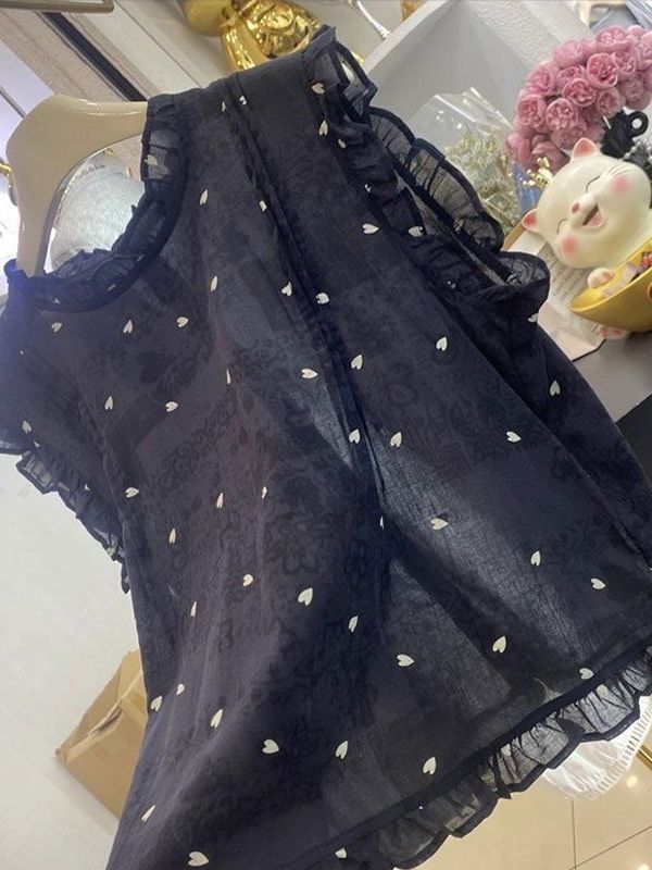 Korean Style Sleeveless Shirt  - Embroidery Design Love ulasan dan harga