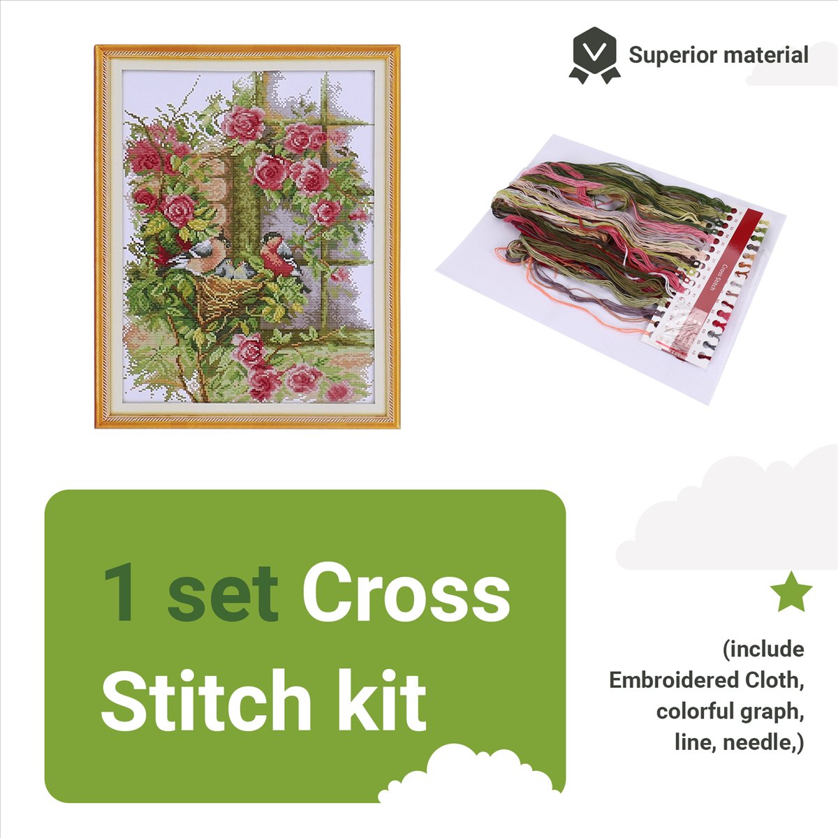 DIY Handmade Needlework Set Em - Embroidery Pattern ulasan dan harga