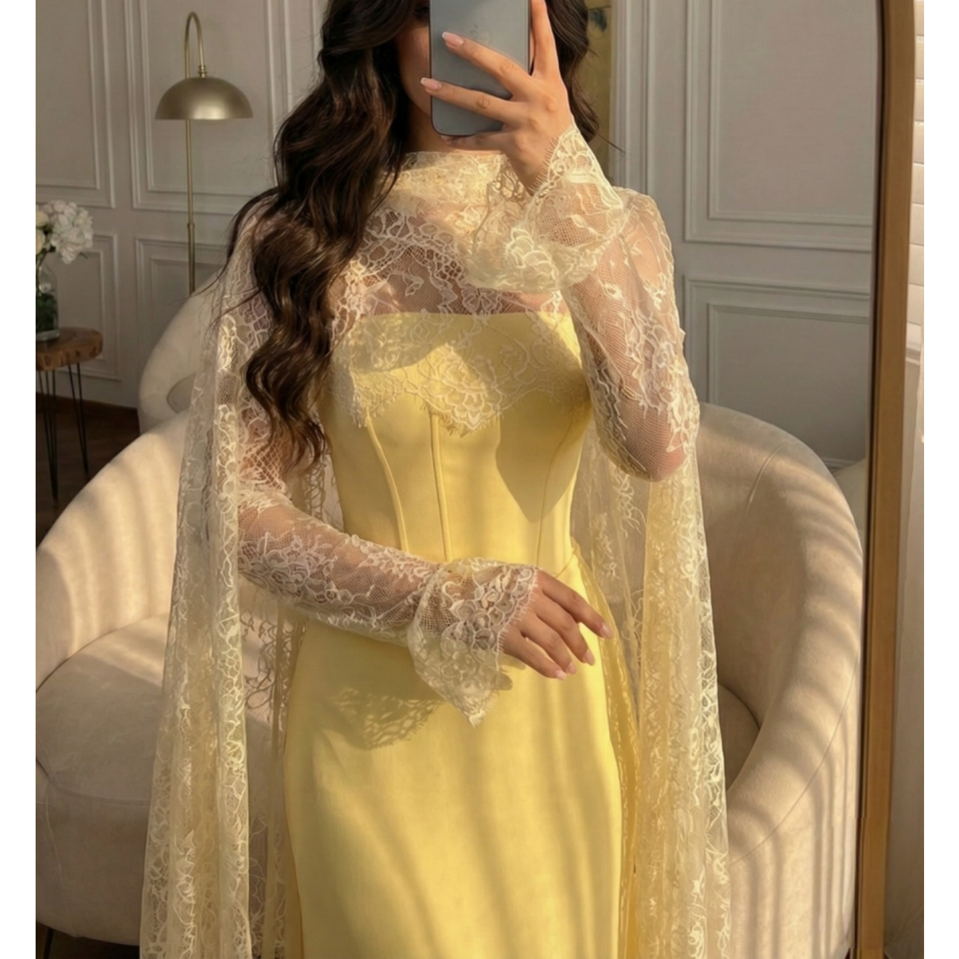 Yellow Lace Elegant Prom Dress - Embroidery Yellow Dress ulasan dan harga