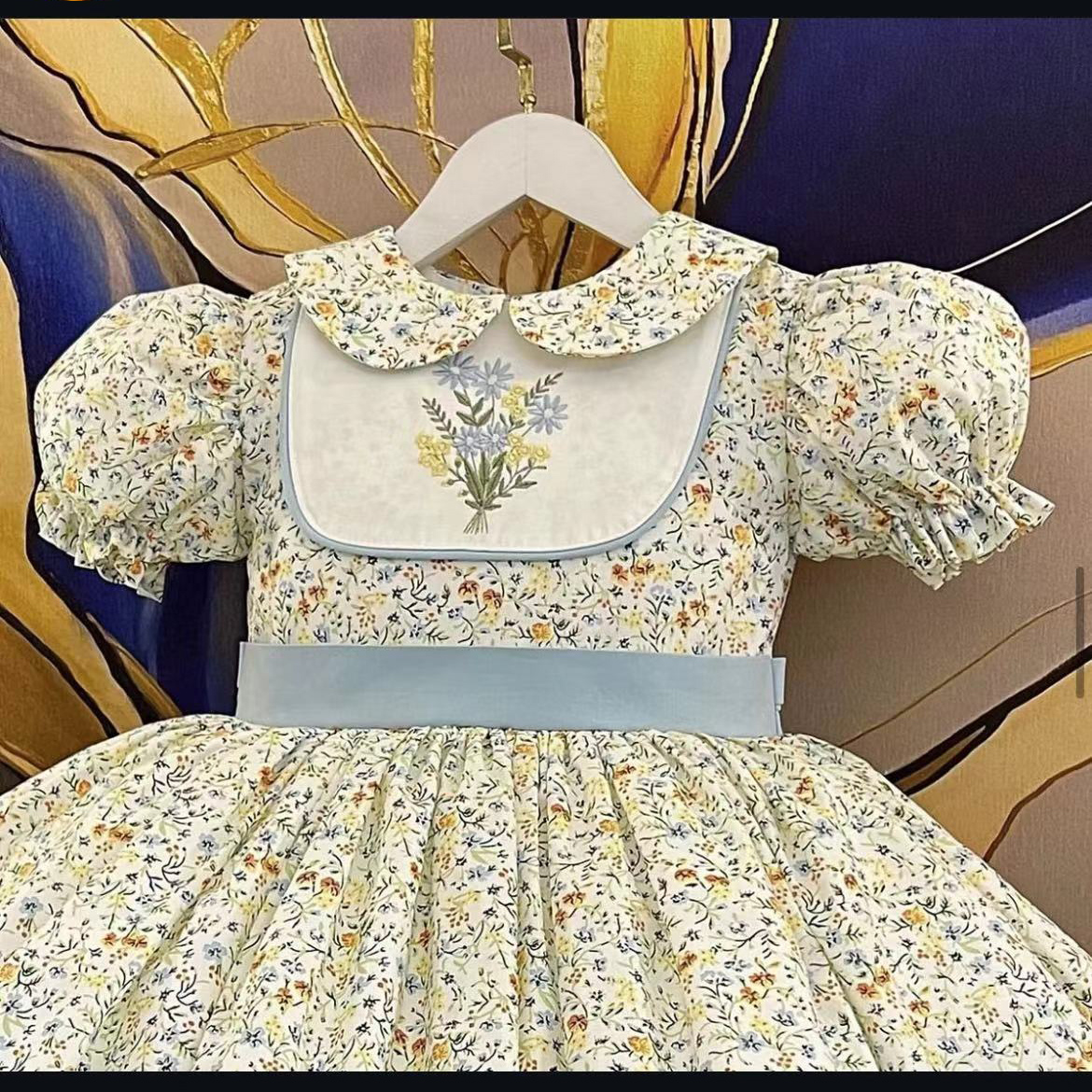 0-12Y Baby Girl Summer Flower  - Embroidery Yellow Dress ulasan dan harga