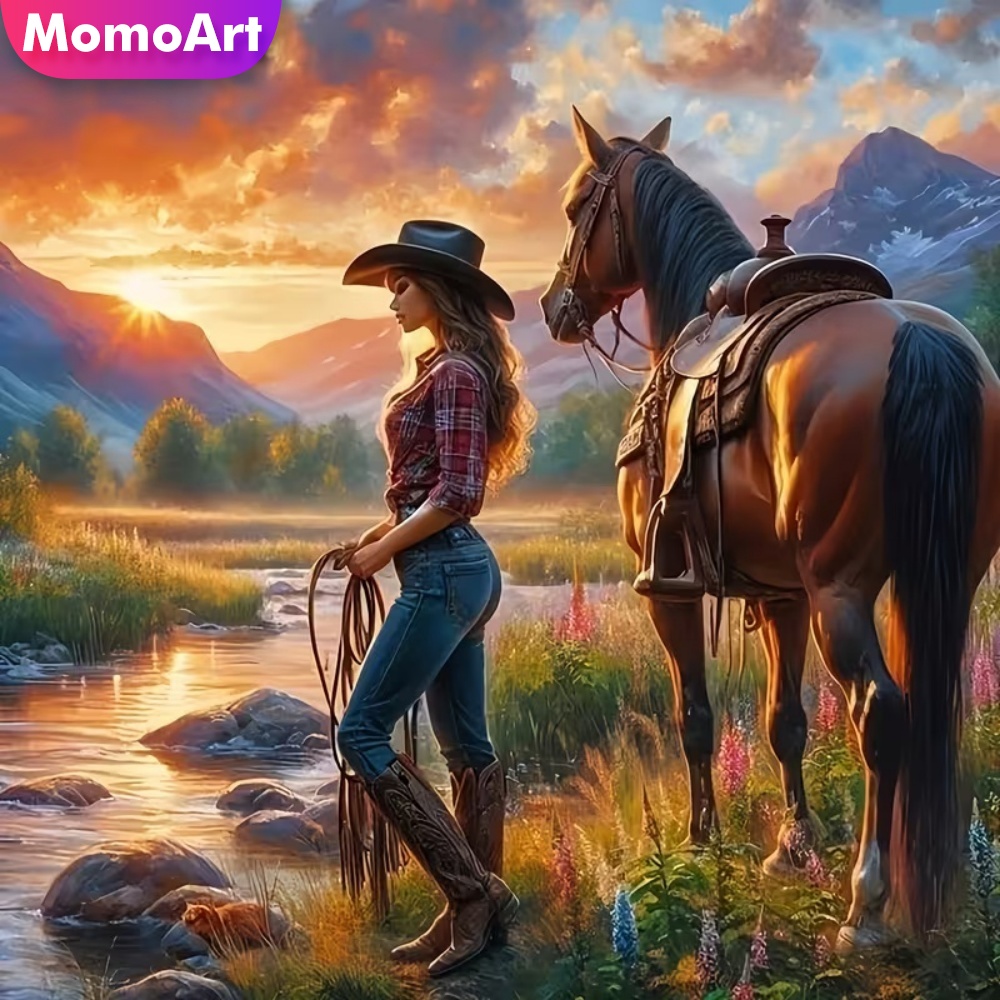 Momoart Diamond Embroidery Wom - Embroidery Horse ulasan dan harga