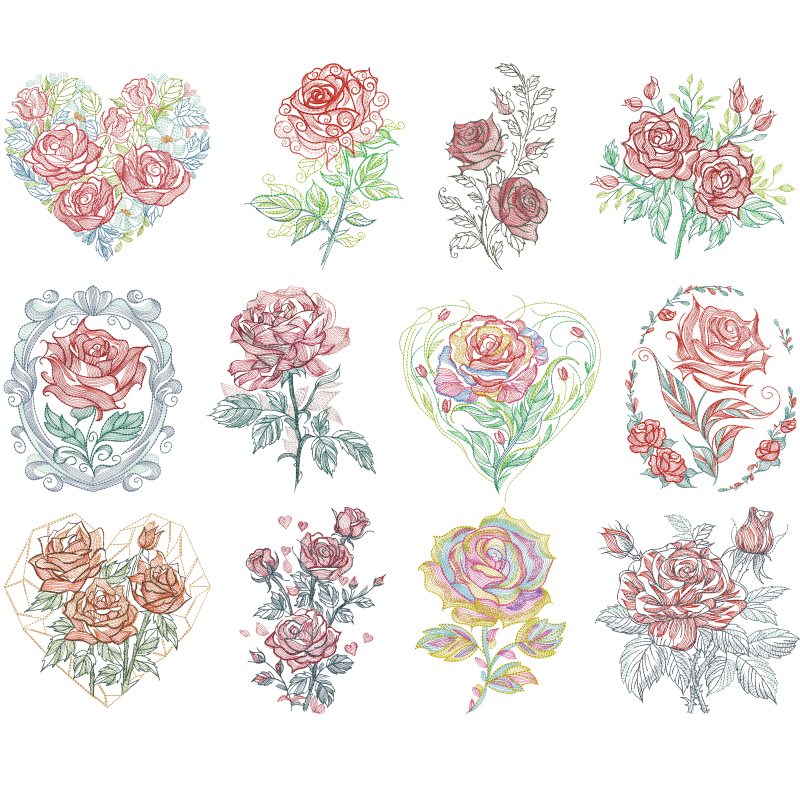 22cm Rose Heat Transfer Printi - Embroidery Effect Canva ulasan dan harga