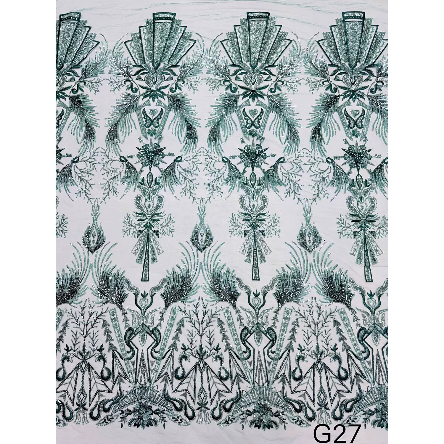1yard soft Lace fabric Geometr - Embroidery Pattern ulasan dan harga