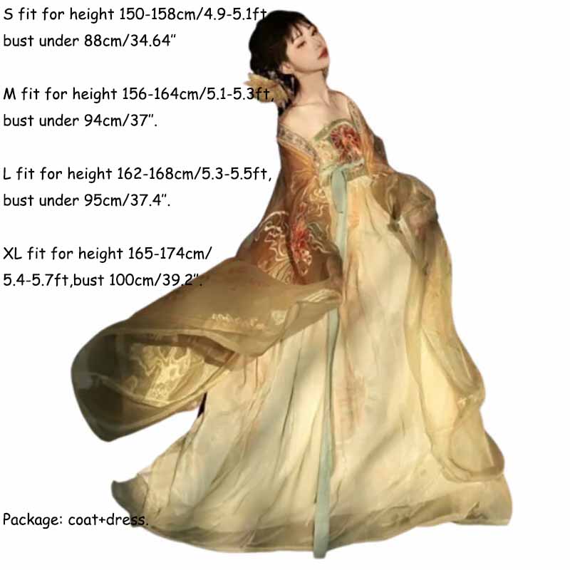 Women's Traditional Chinese Ha - Embroidery Yellow Dress ulasan dan harga