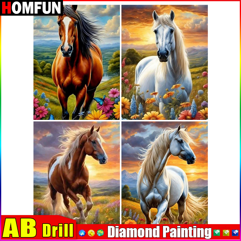 HOMFUN AB Diamond Painting Cro - Embroidery Horse ulasan dan harga