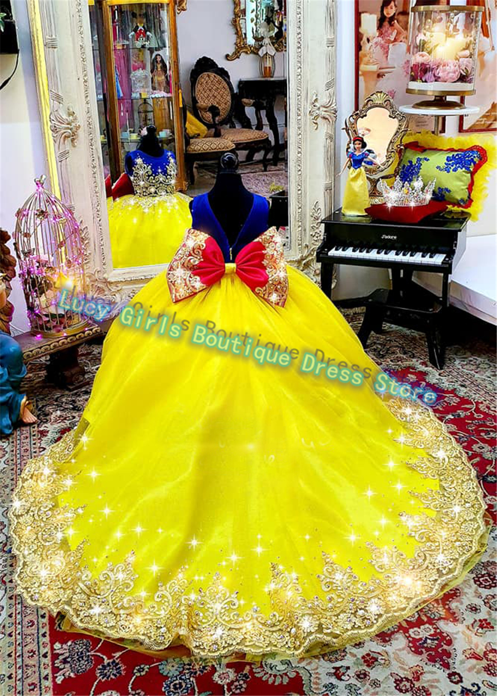 Luxuriously Yellow Flower Girl - Embroidery Yellow Dress ulasan dan harga