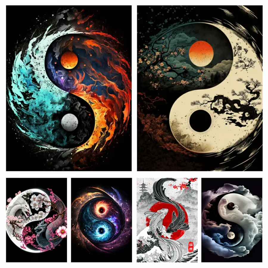1PC frameless Yin Yang Tree 5D - Embroidery Pattern ulasan dan harga