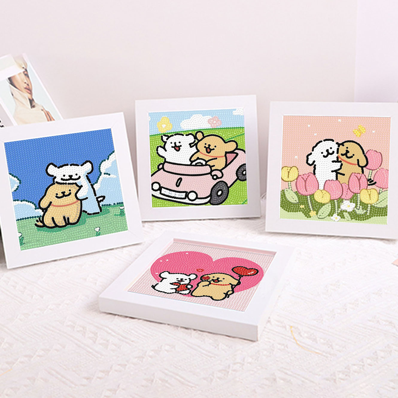 Cartoon Line Puppy Crystal Dia - Embroidery Frame ulasan dan harga