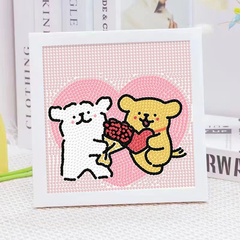 Cartoon Line Puppy Crystal Dia - Embroidery Frame ulasan dan harga
