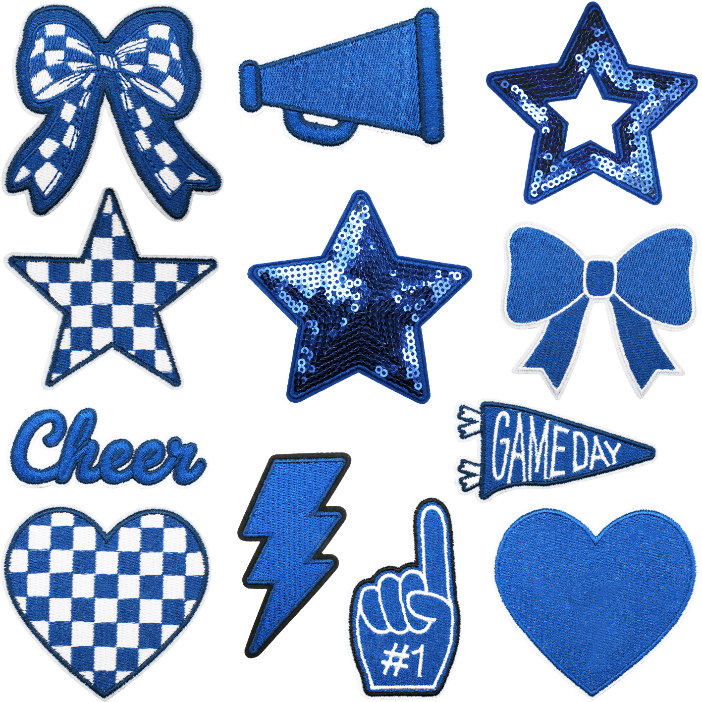10PCS Bulk Blue Game Day Cheer - Embroidery Design Love ulasan dan harga