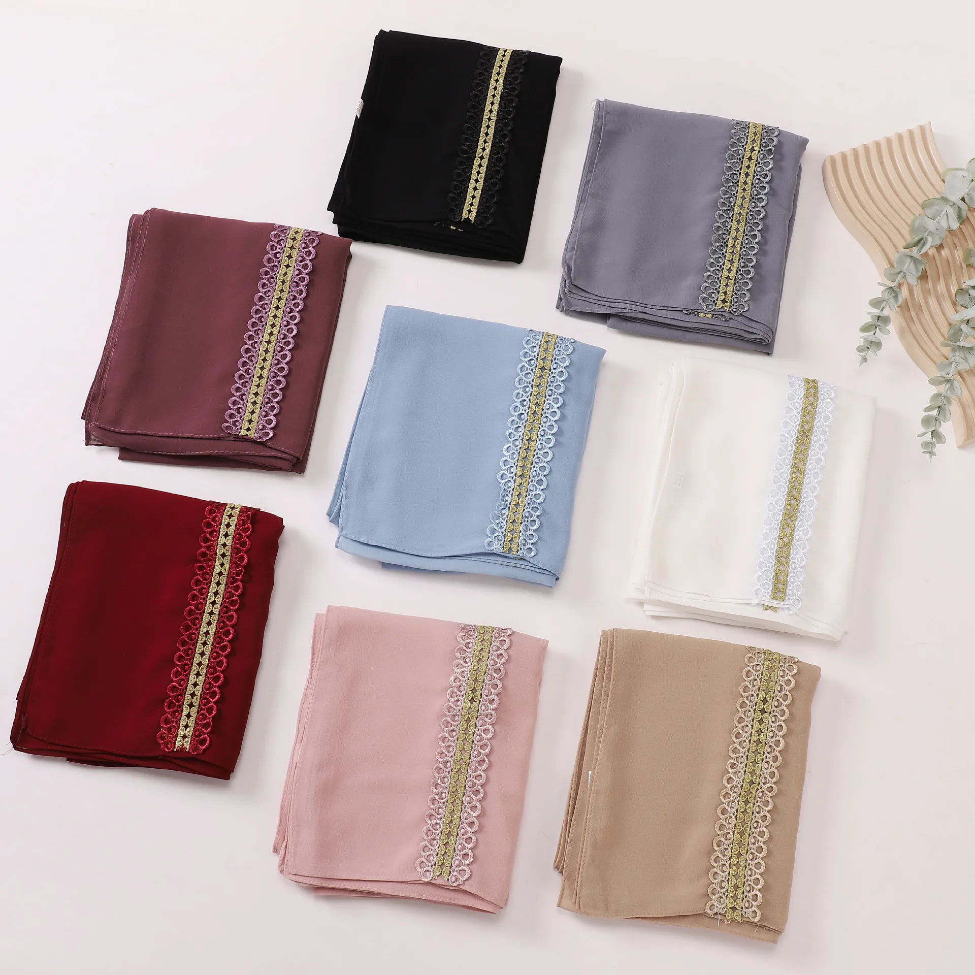 New Pearl Chiffon Lace Long Sc - Embroidery In Indonesia ulasan dan harga