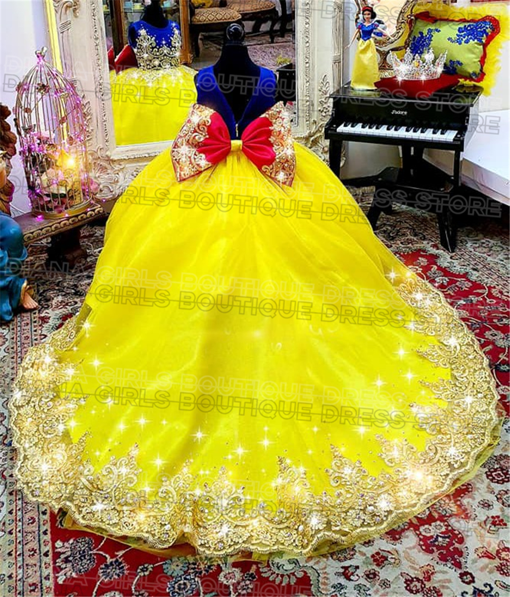 Gorgeous Yellow Flower Girl Dr - Embroidery Yellow Dress ulasan dan harga
