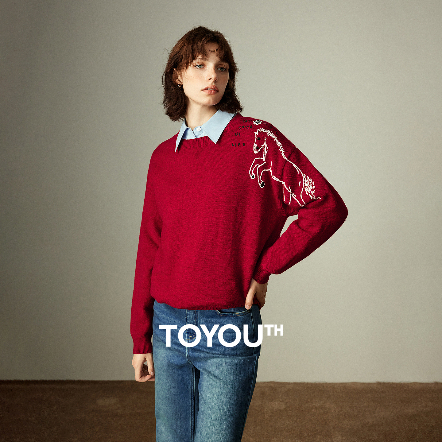 TOYOUTH Women's Arctic Fleece  - Embroidery Horse ulasan dan harga