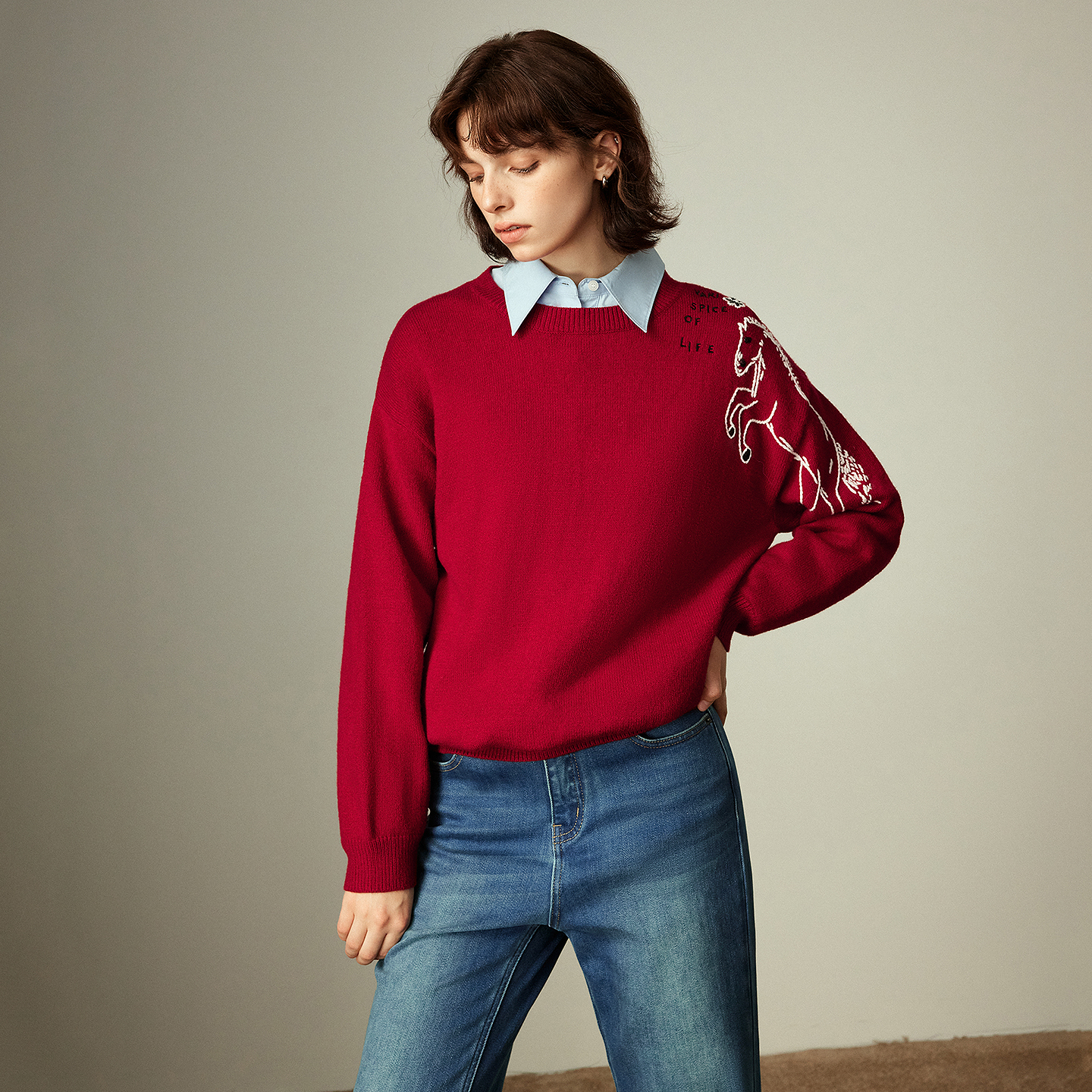 TOYOUTH Women's Arctic Fleece  - Embroidery Horse ulasan dan harga