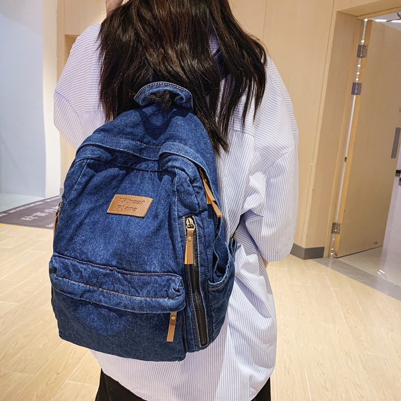 Denim Fashion Backpacks for Sc - Embroidery Frame ulasan dan harga