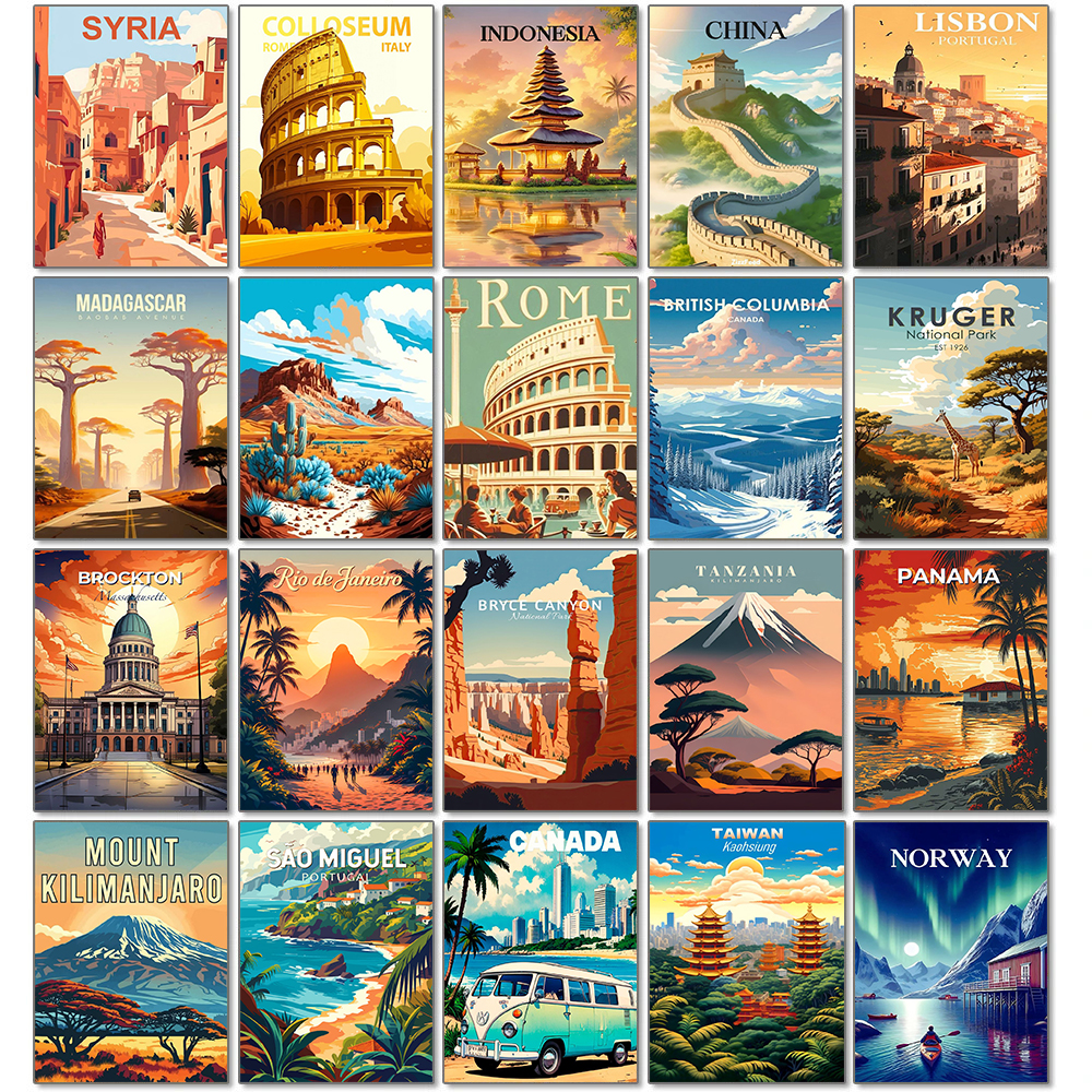 World Landscape Diamond Painti - Embroidery In Indonesia ulasan dan harga