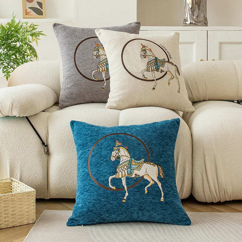 Horse 45cm Throw Pillow Cushio - Embroidery Horse ulasan dan harga