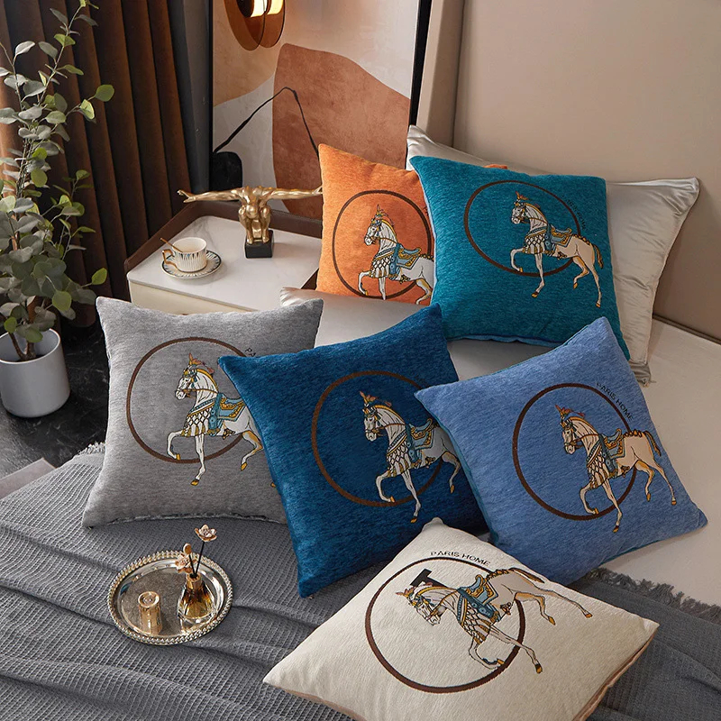 Horse 45cm Throw Pillow Cushio - Embroidery Horse ulasan dan harga
