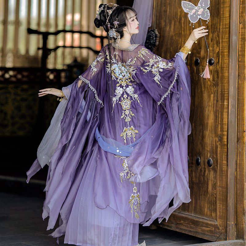 Chinese Hanfu Dress Women Trad - Embroidery Yellow Dress ulasan dan harga