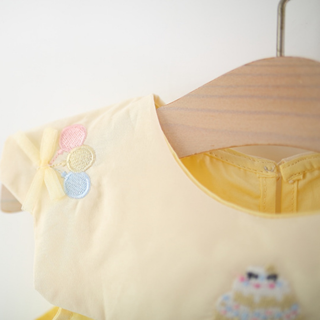 Toddler Girl Yellow Cotton Dre - Embroidery Yellow Dress ulasan dan harga
